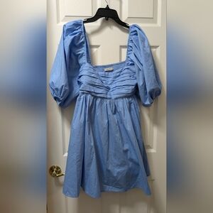 Abercrombie & Fitch Light Blue Puff-Sleeve Mini Dress